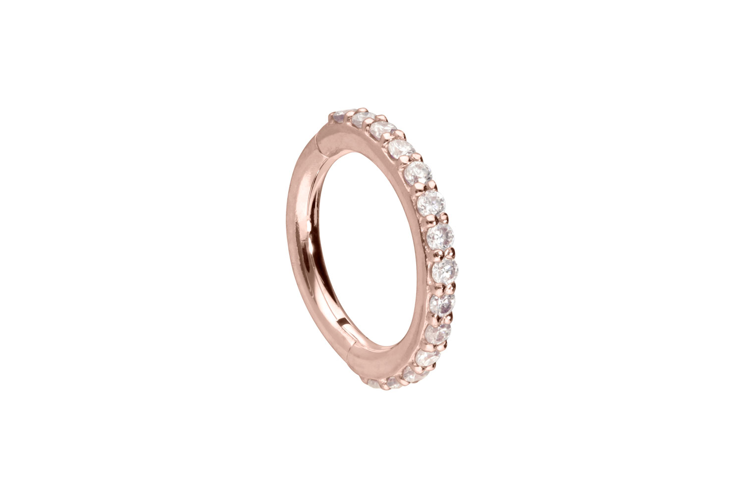 14/18 Karat Gold Segmentring Clicker Piercing EINGEFASSTE MOISSANITE
